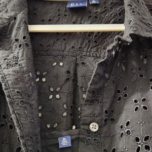 GAP XL Tall Black Eyelet Front Button-down 2 piece Dress